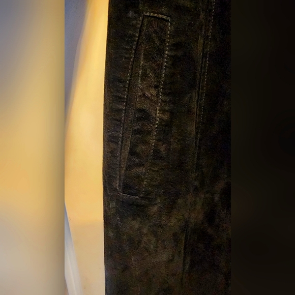 UTEX Design Black Leather Suede Jacket with Fur Collar - Picture 4 of 7